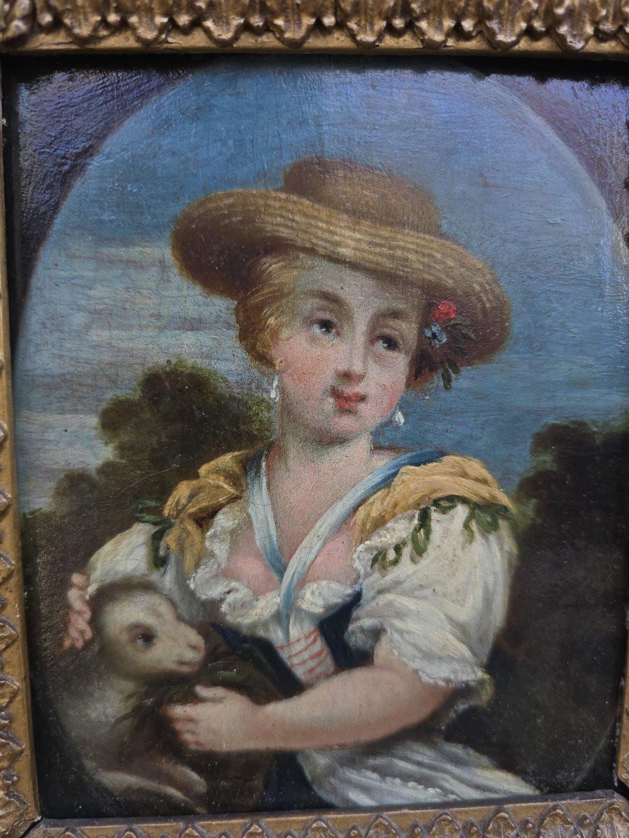 Paire de peintures à l'huile sur panneau - Jeunes bergères - 19e siècle en vente 1