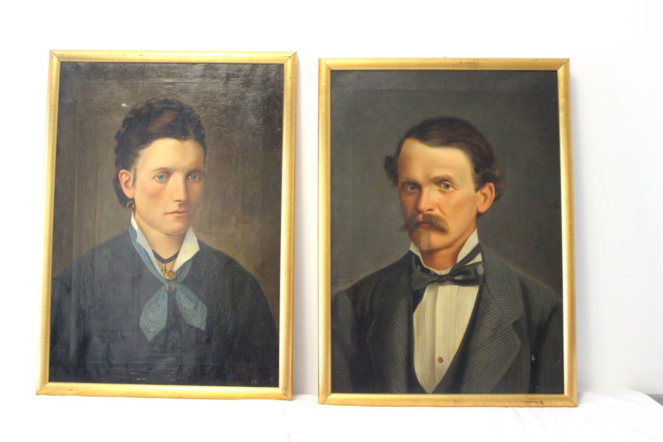 Paire de portraits à l'huile du 19ème siècle Italie XIXème Bon état - En vente à Madrid, ES