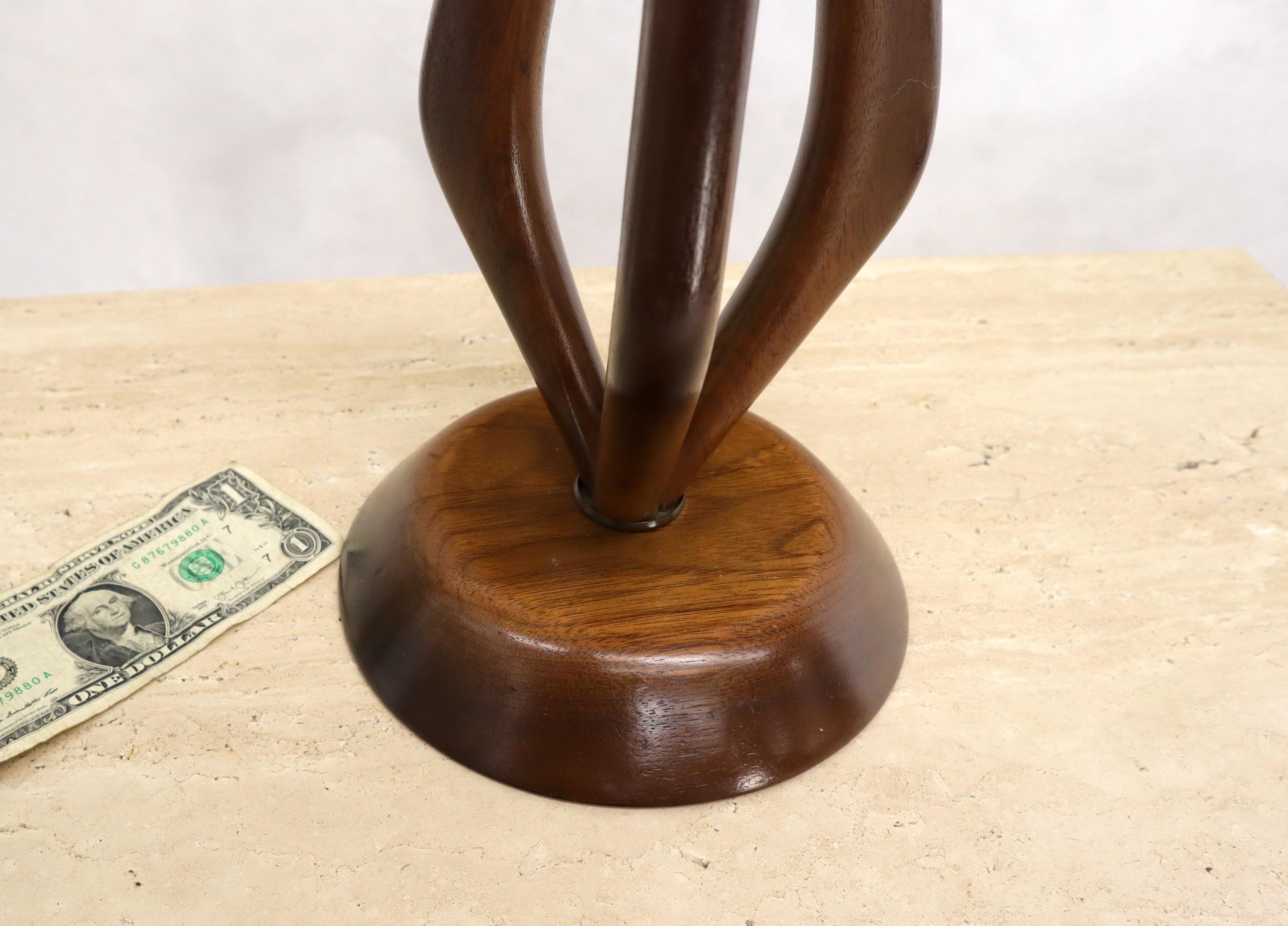 Pair of Oiled Sculptural Walnut Mid-Century Modern Table Lamps For Sale 5