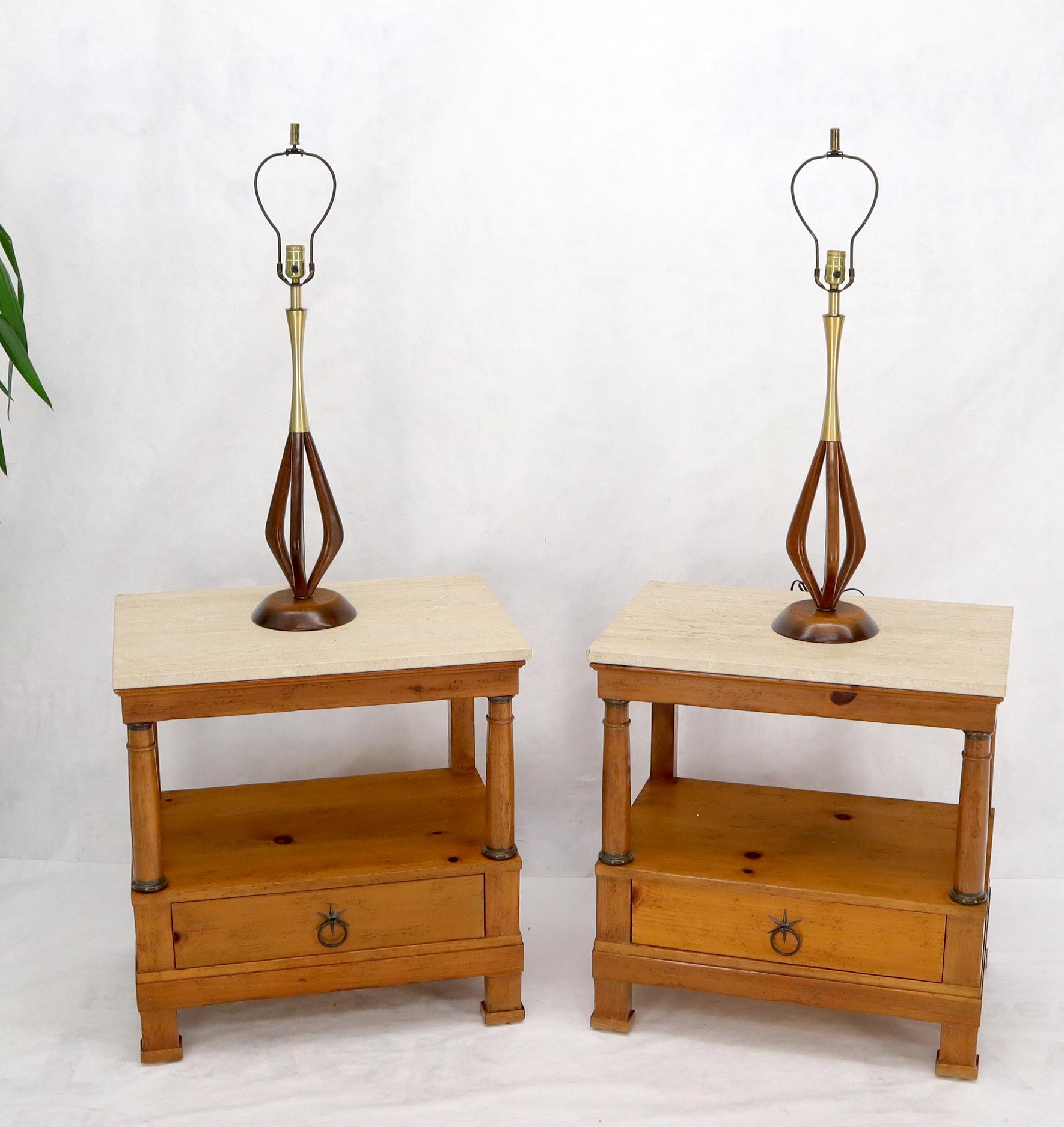 Pair of Oiled Sculptural Walnut Mid-Century Modern Table Lamps For Sale 2