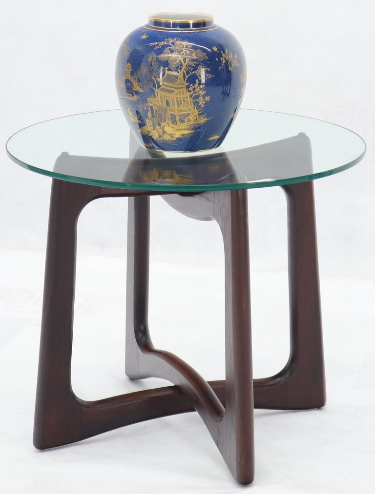 Pair of Oiled Walnut Adrian Pearsall Round Glass Tops End Side Tables