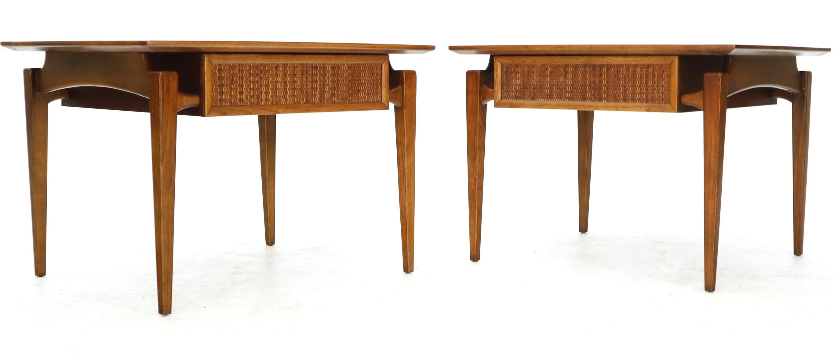 Pair of Oiled Walnut Exposed Sculptural Legs Large Square Side End Tables 5