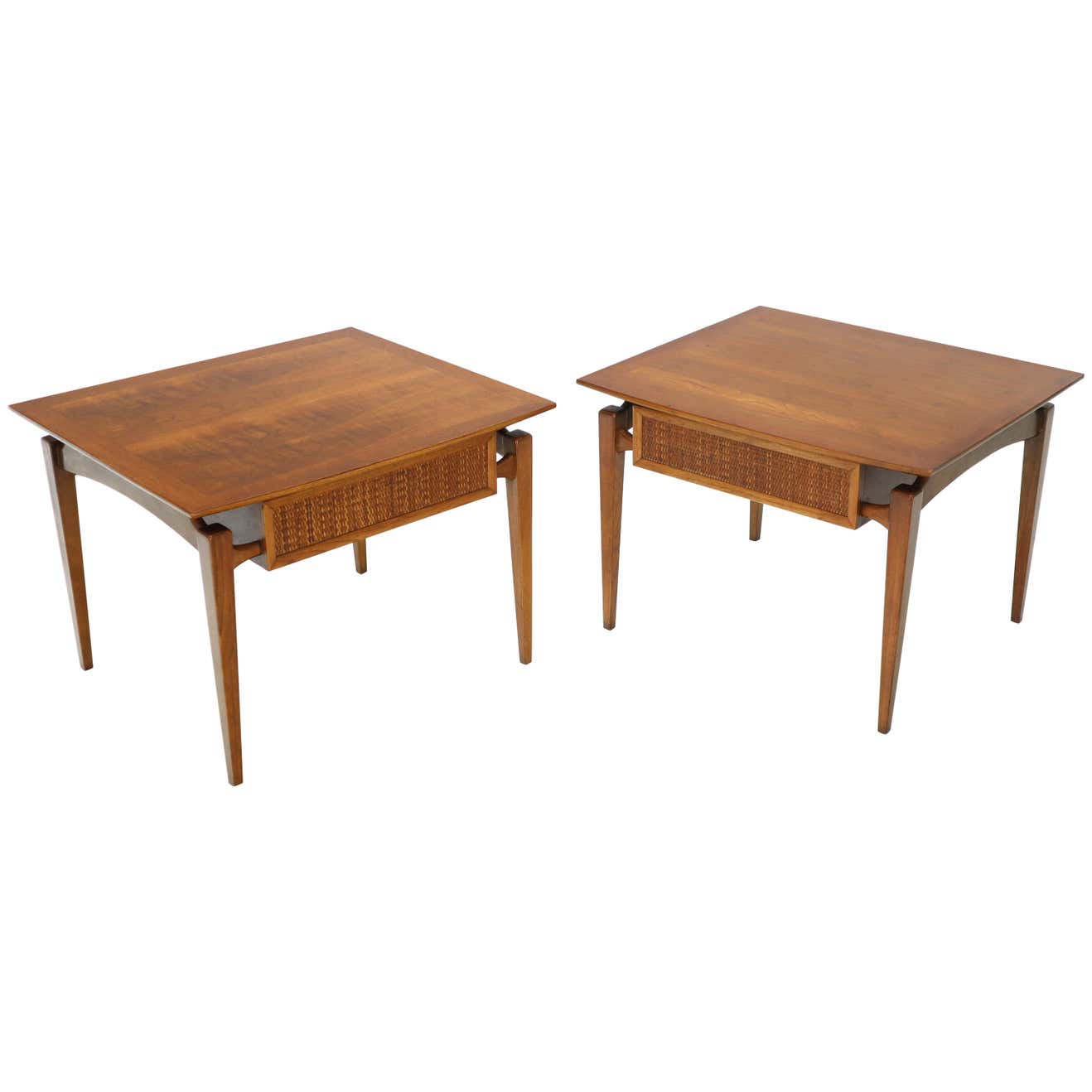Pair Of Oiled Walnut Exposed Sculptural Legs Large Square Side End