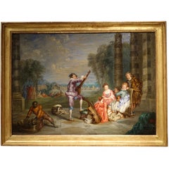 Pair of Oils on Panel in the Taste of Jean Antoine Watteau, France, 19th Century