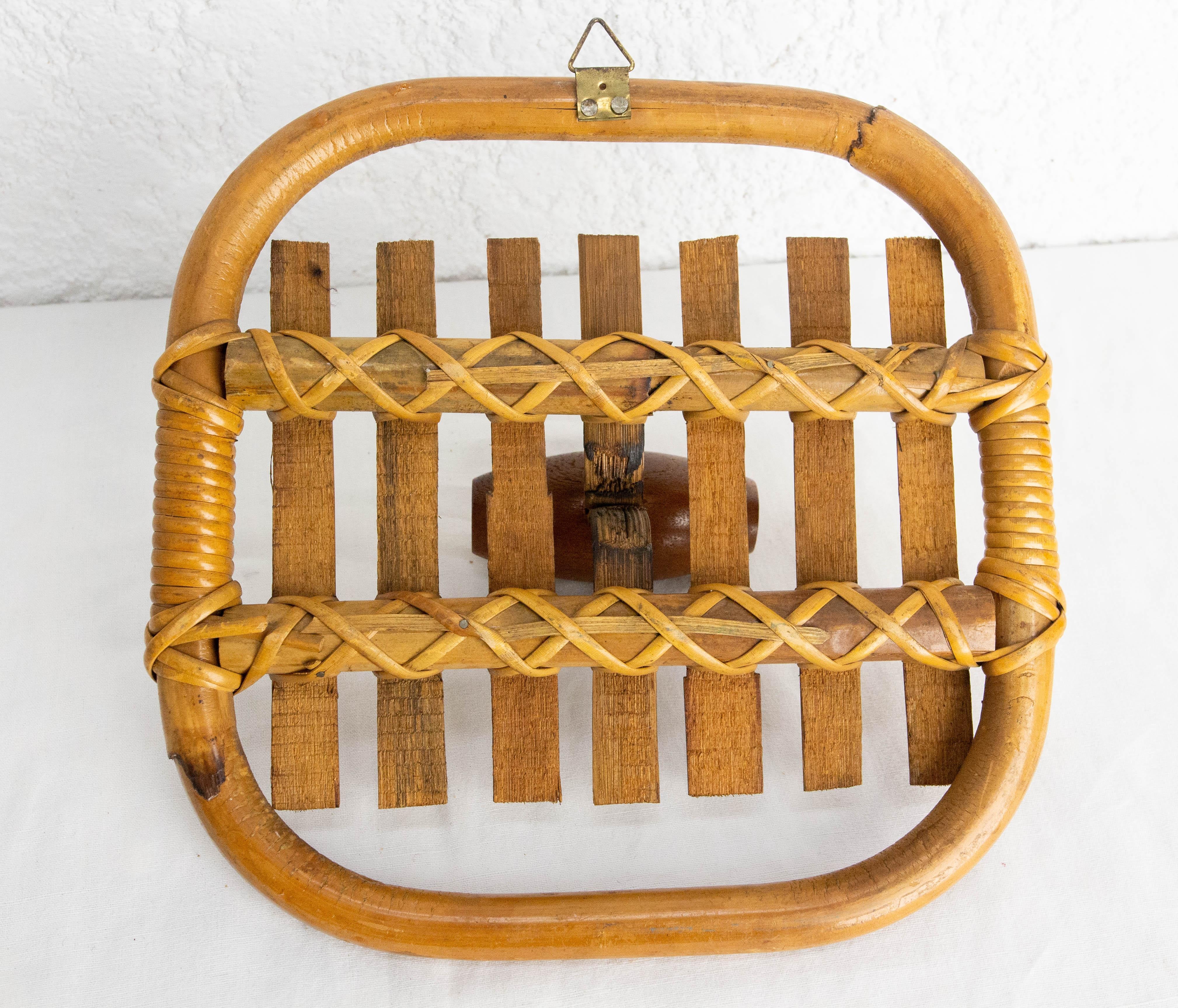 Mid-Century Modern Pair of Olaf von Bohr Wall Hooks Rattan circa 1960 For Sale