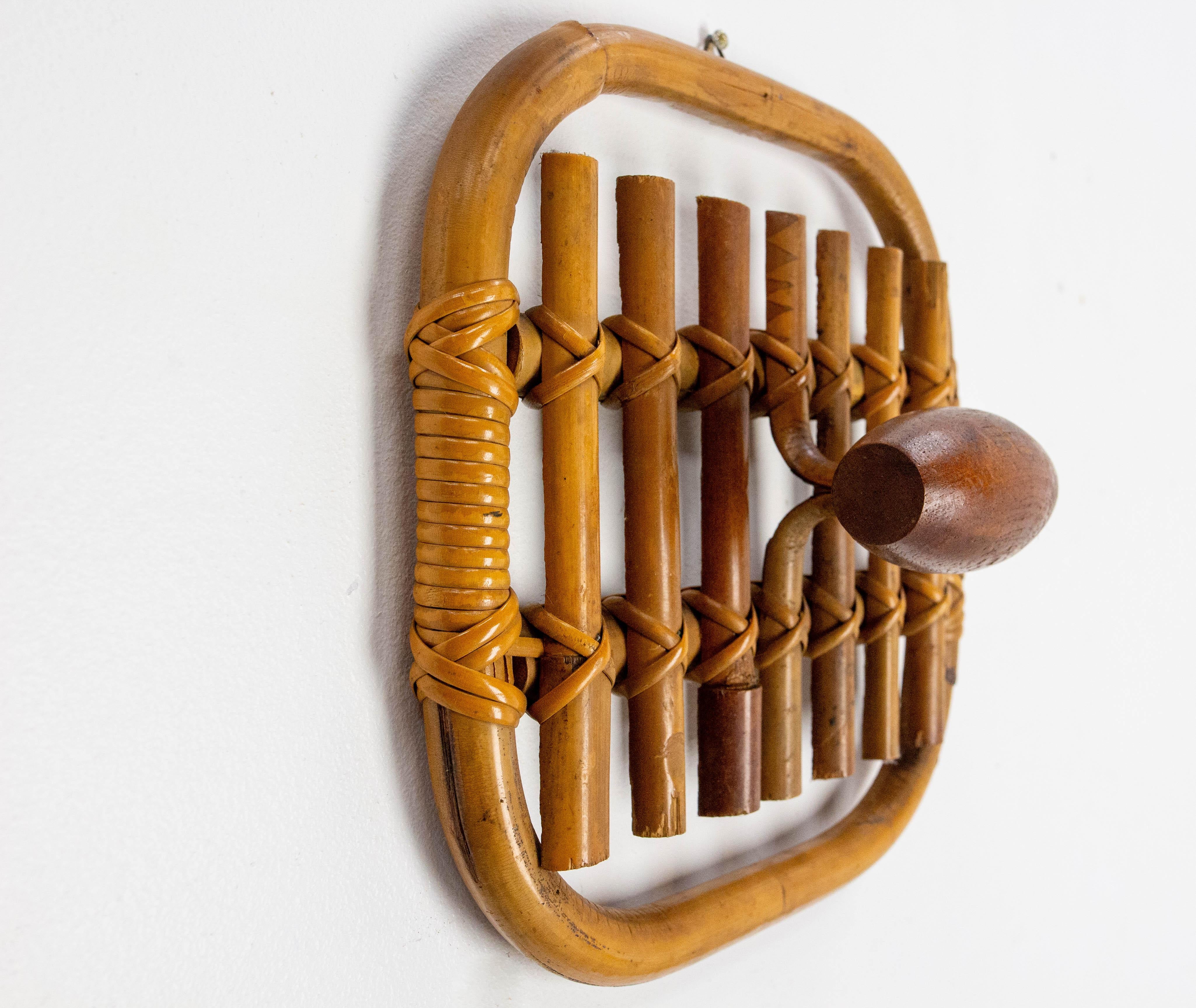 Italian Pair of Olaf von Bohr Wall Hooks Rattan circa 1960 For Sale