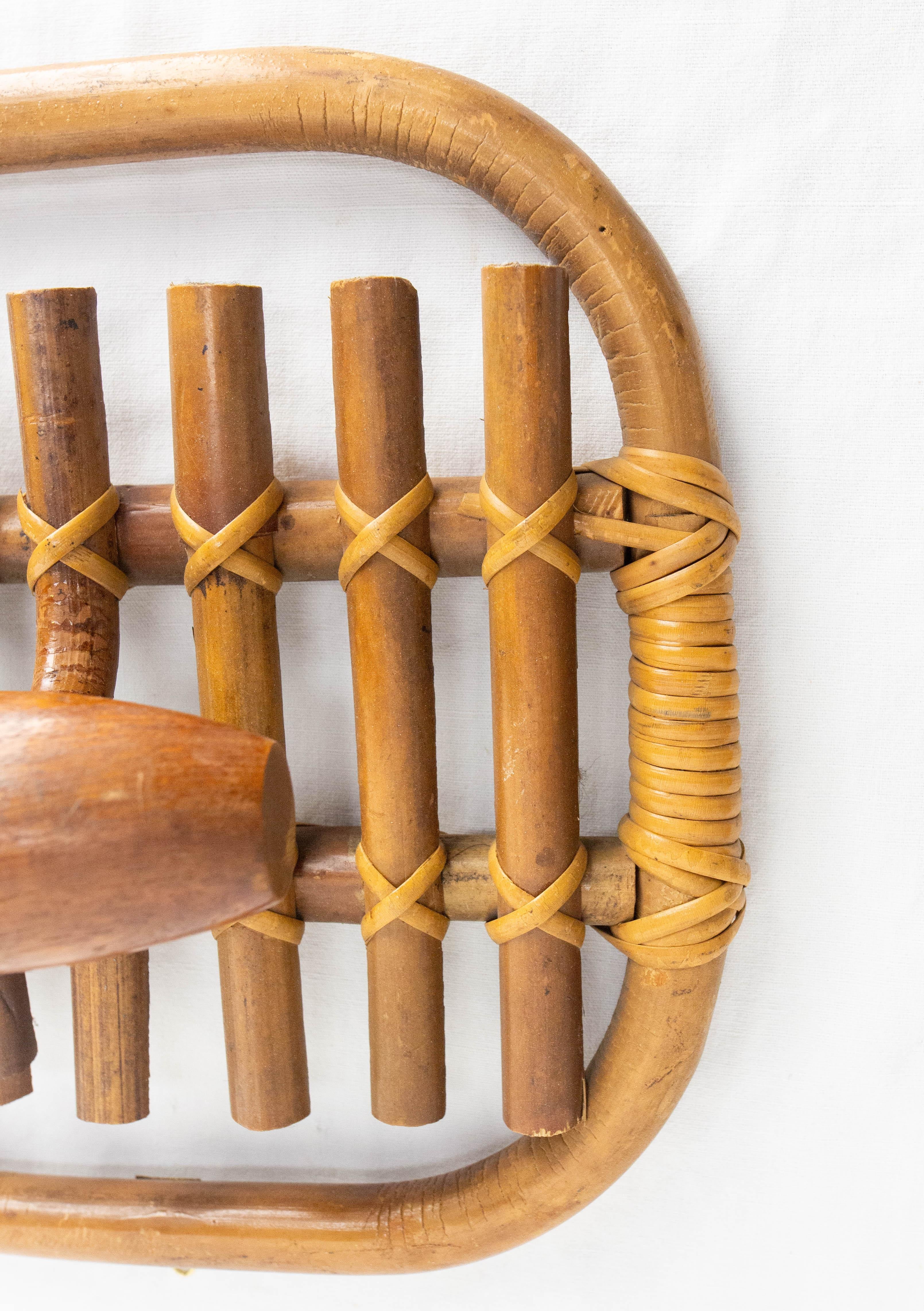 Pair of Olaf von Bohr Wall Hooks Rattan circa 1960 For Sale 2