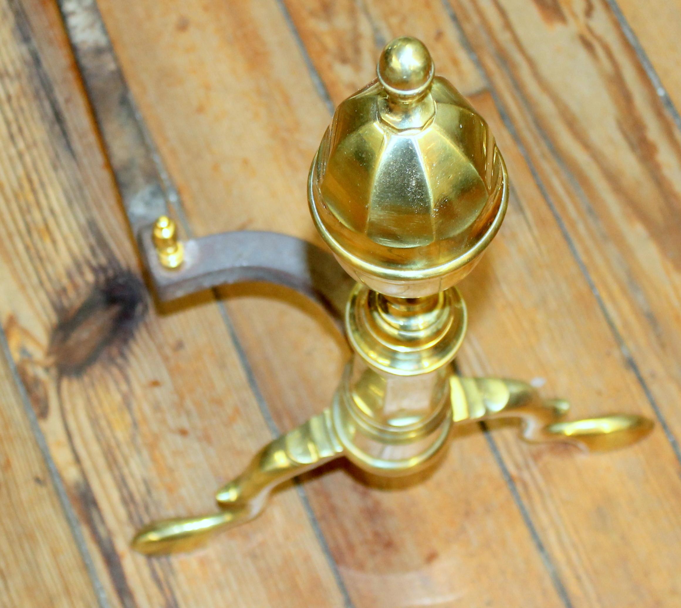 Pair of Old American Federal Style Cast Brass 