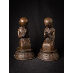 Pair of old bronze Burmese Monk statues from Burma