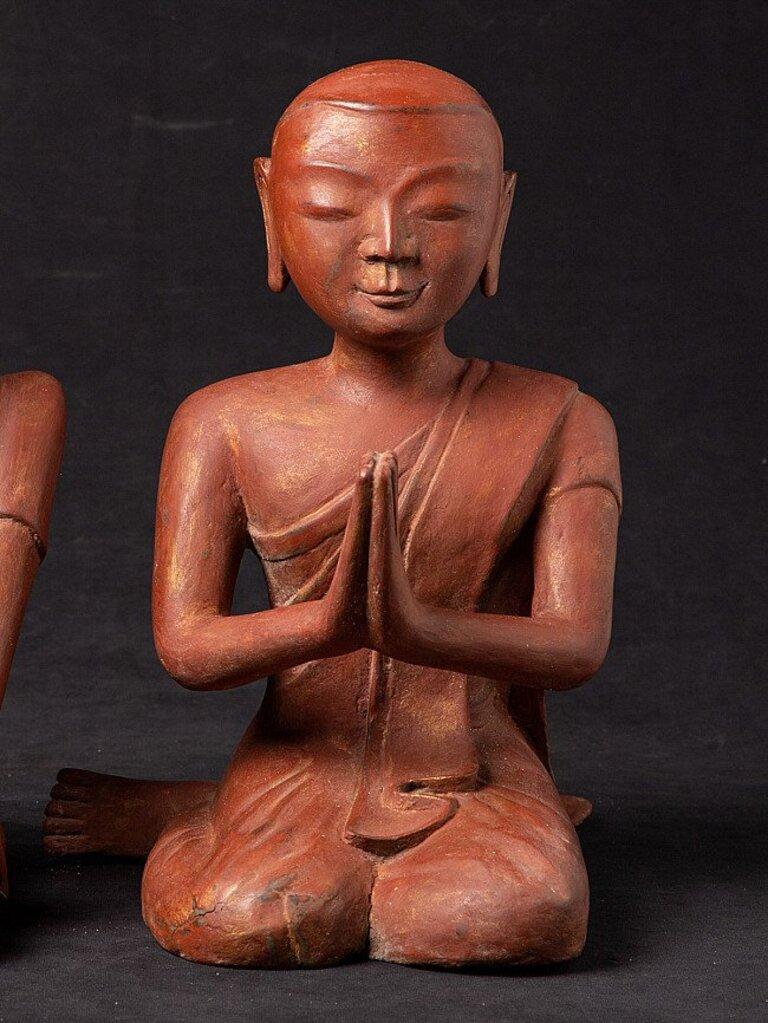 Pair of Old Burmese Monk Statues from Burma For Sale at 1stDibs