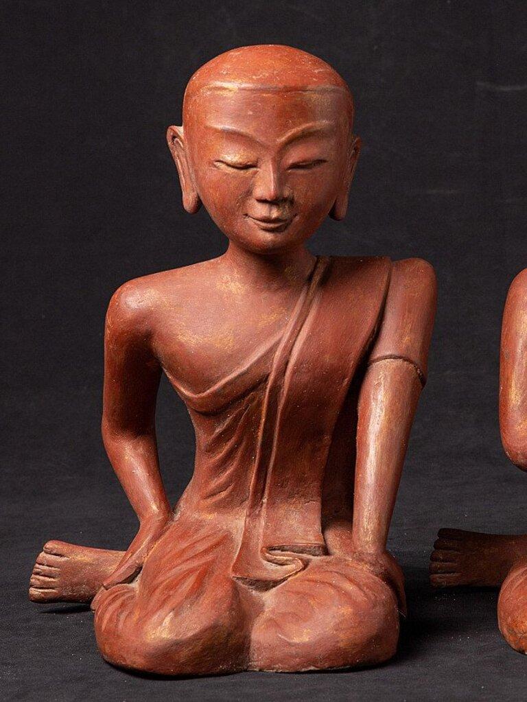 Pair of Old Burmese Monk Statues from Burma For Sale at 1stDibs