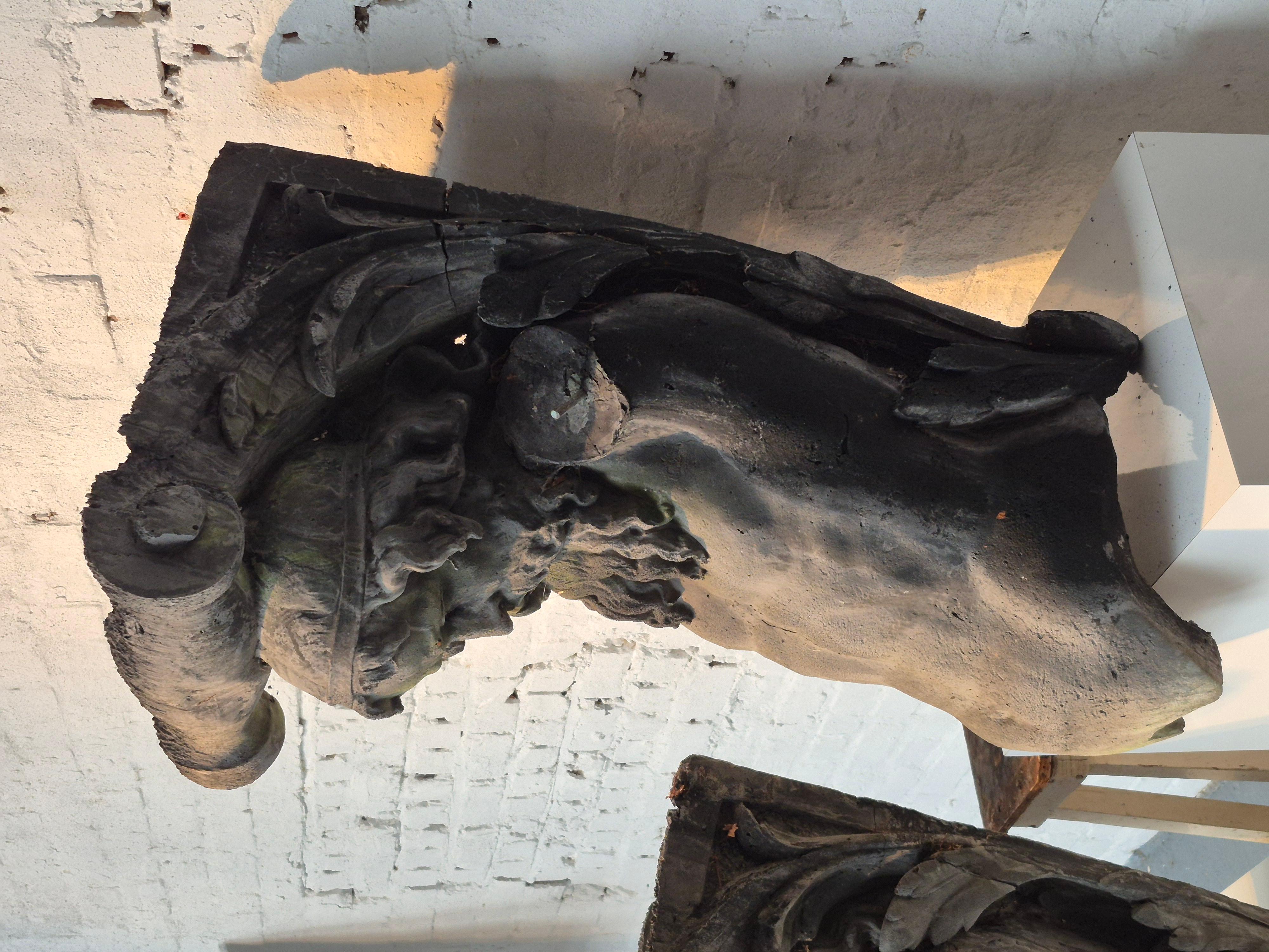 Cement Pair of old cariatides For Sale