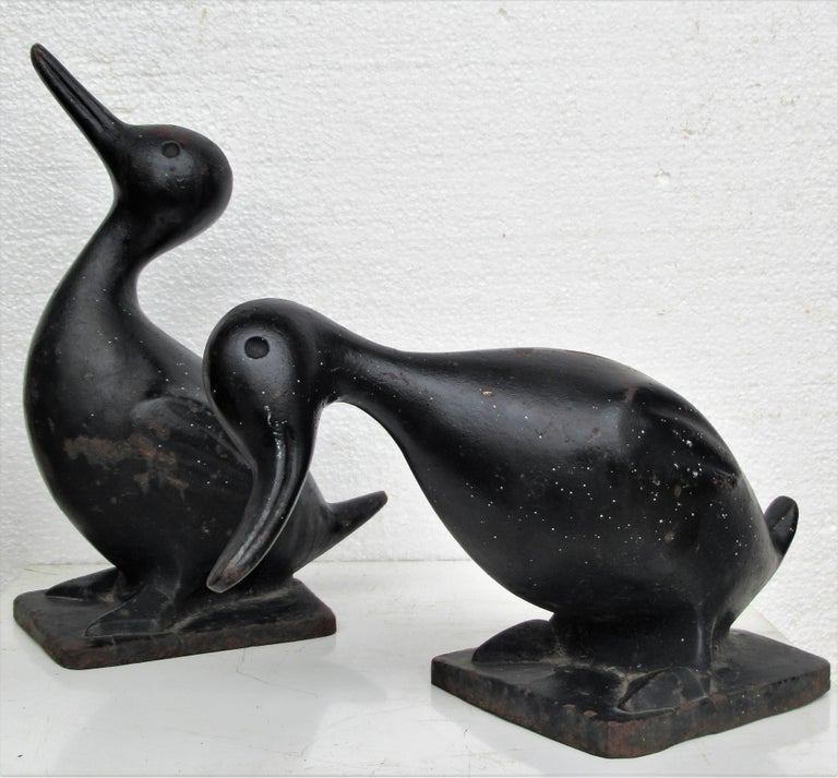 Pair of Old Cast Iron Ducks at 1stDibs