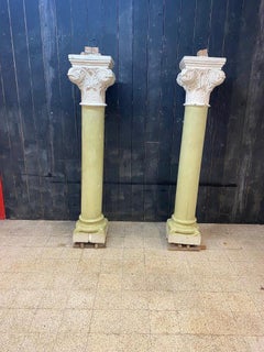 Pair of old columns in patinated plaster circa 1880 From an old theater