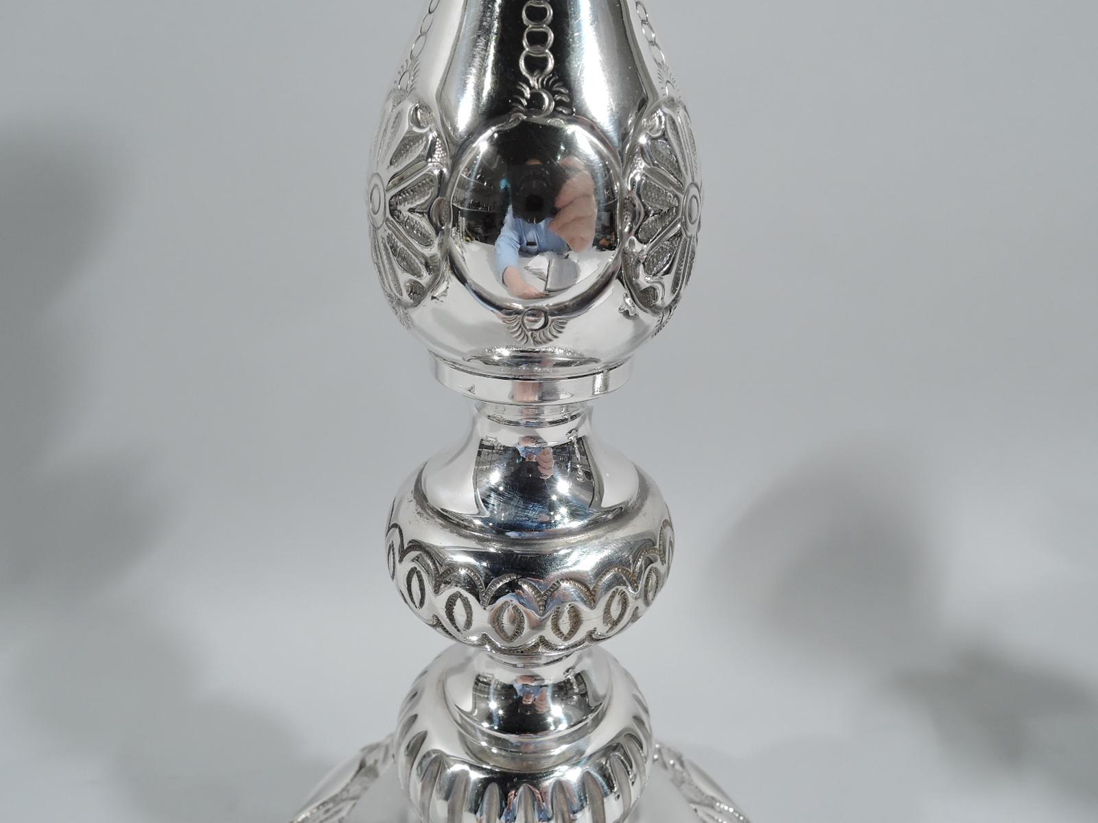 20th Century Pair of Old Country Sterling Silver Candlesticks