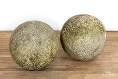 Pair of Old Dimpled Stone Balls for Pier Caps, 20th Century