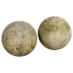 Pair of Old Dimpled Stone Balls for Pier Caps, 20th Century