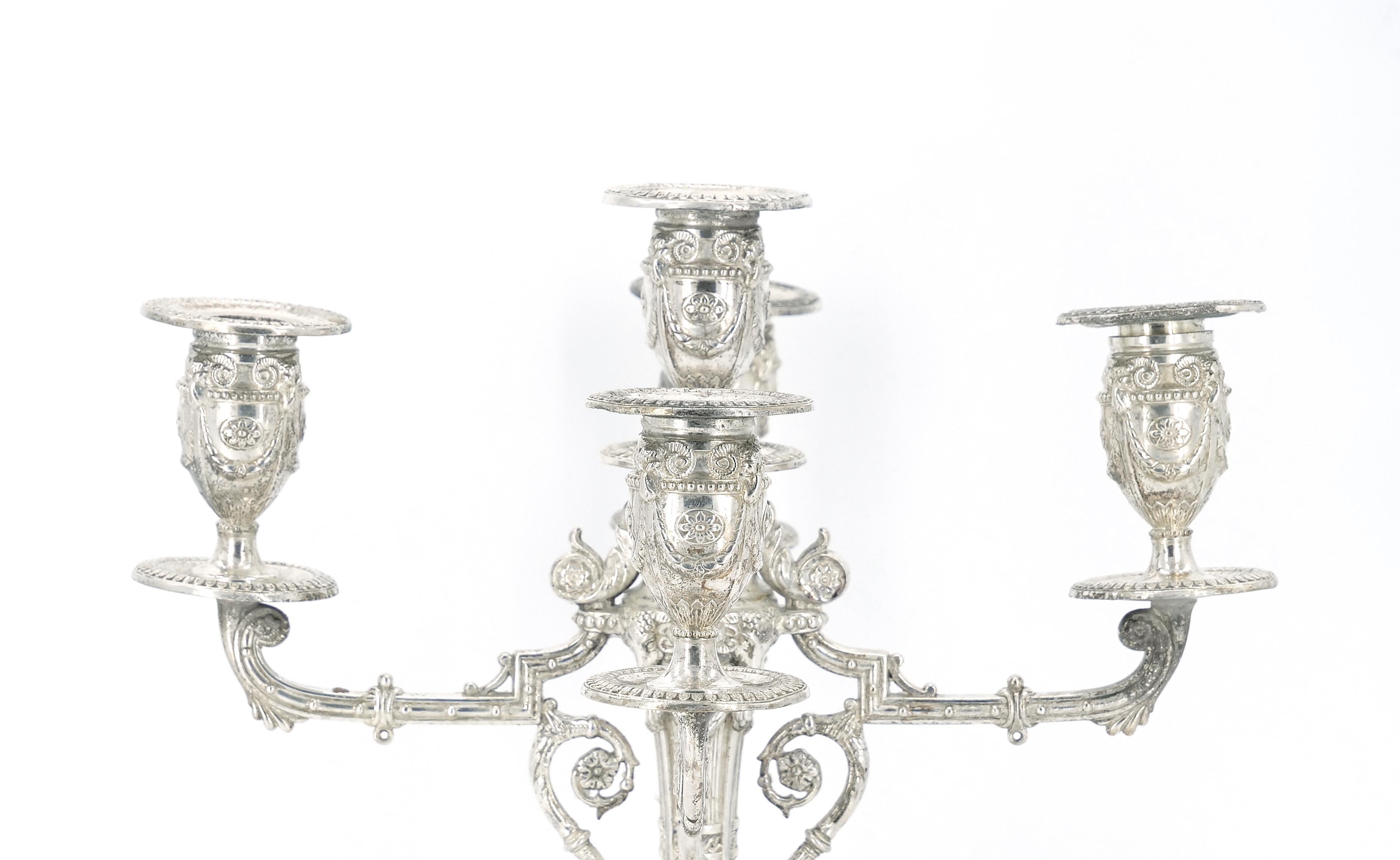 Old English Sheffield Silver Plate Five Arm Tableware Candelabra For Sale 5