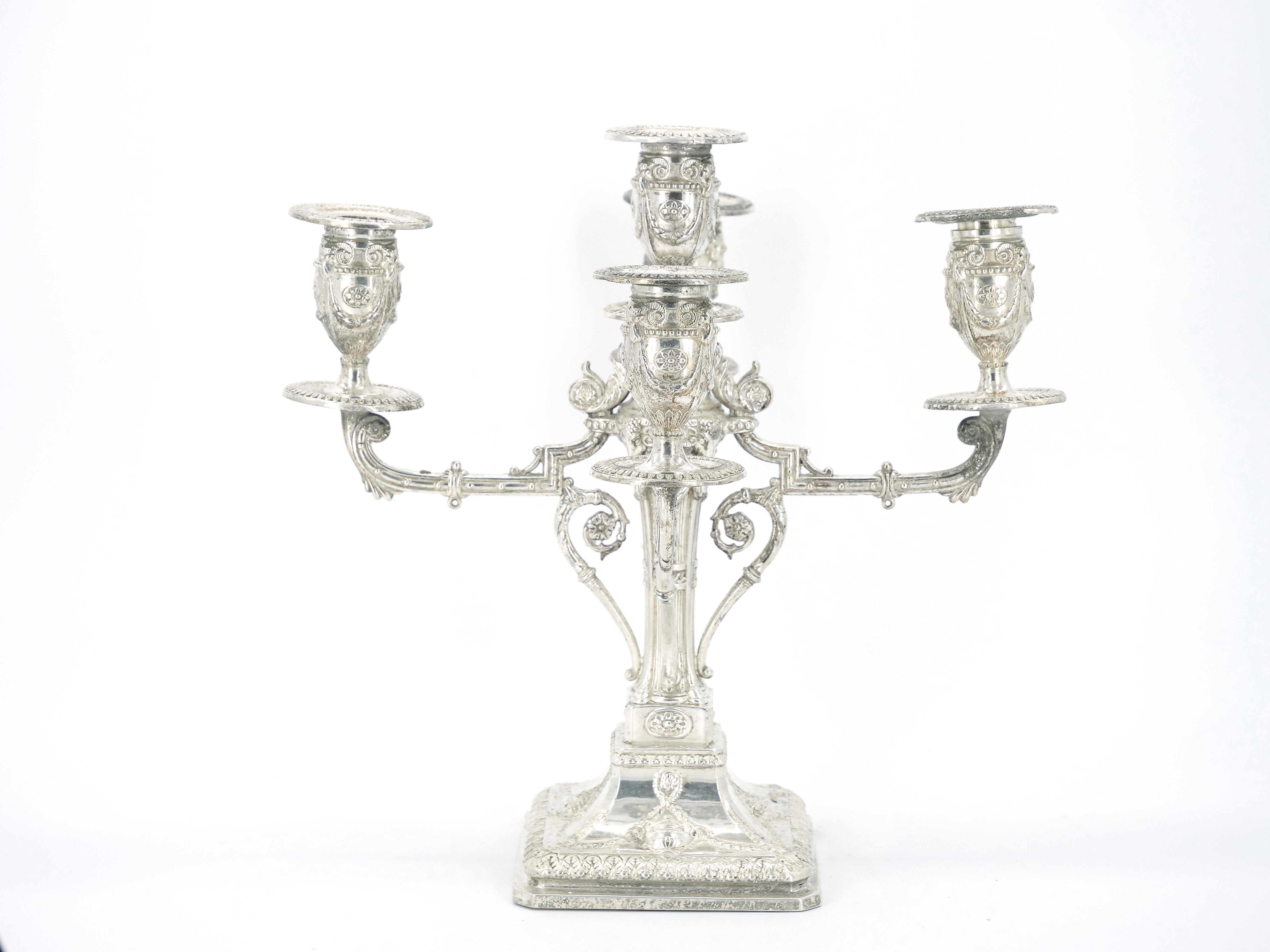 Old English Sheffield Silver Plate Five Arm Tableware Candelabra For Sale 6