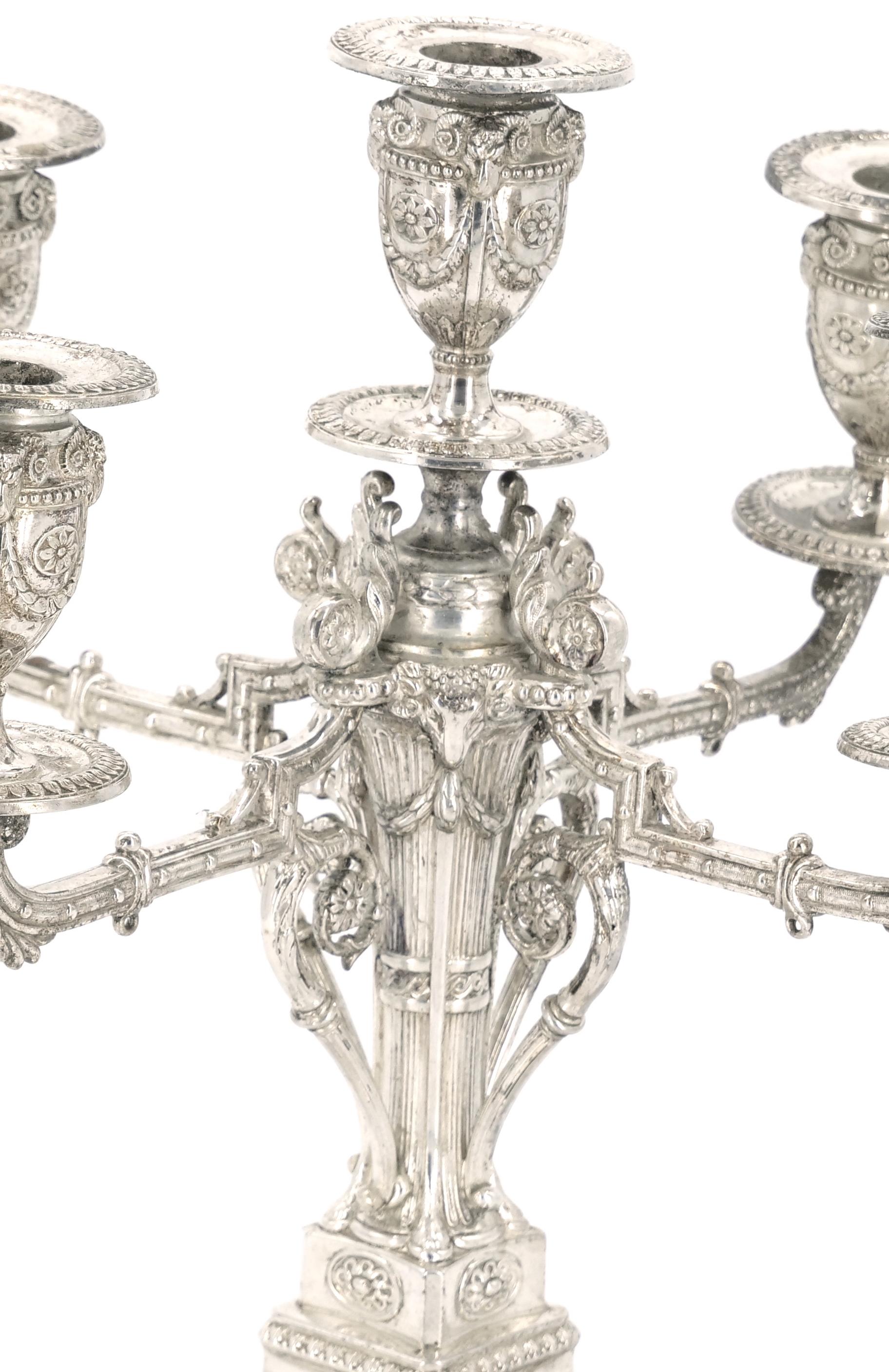 Old English Sheffield Silver Plate Five Arm Tableware Candelabra For Sale 2