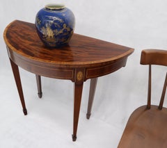 Pair of Old Flame Mahogany Hepplewhite Style Inlaid Demilune Console Tables