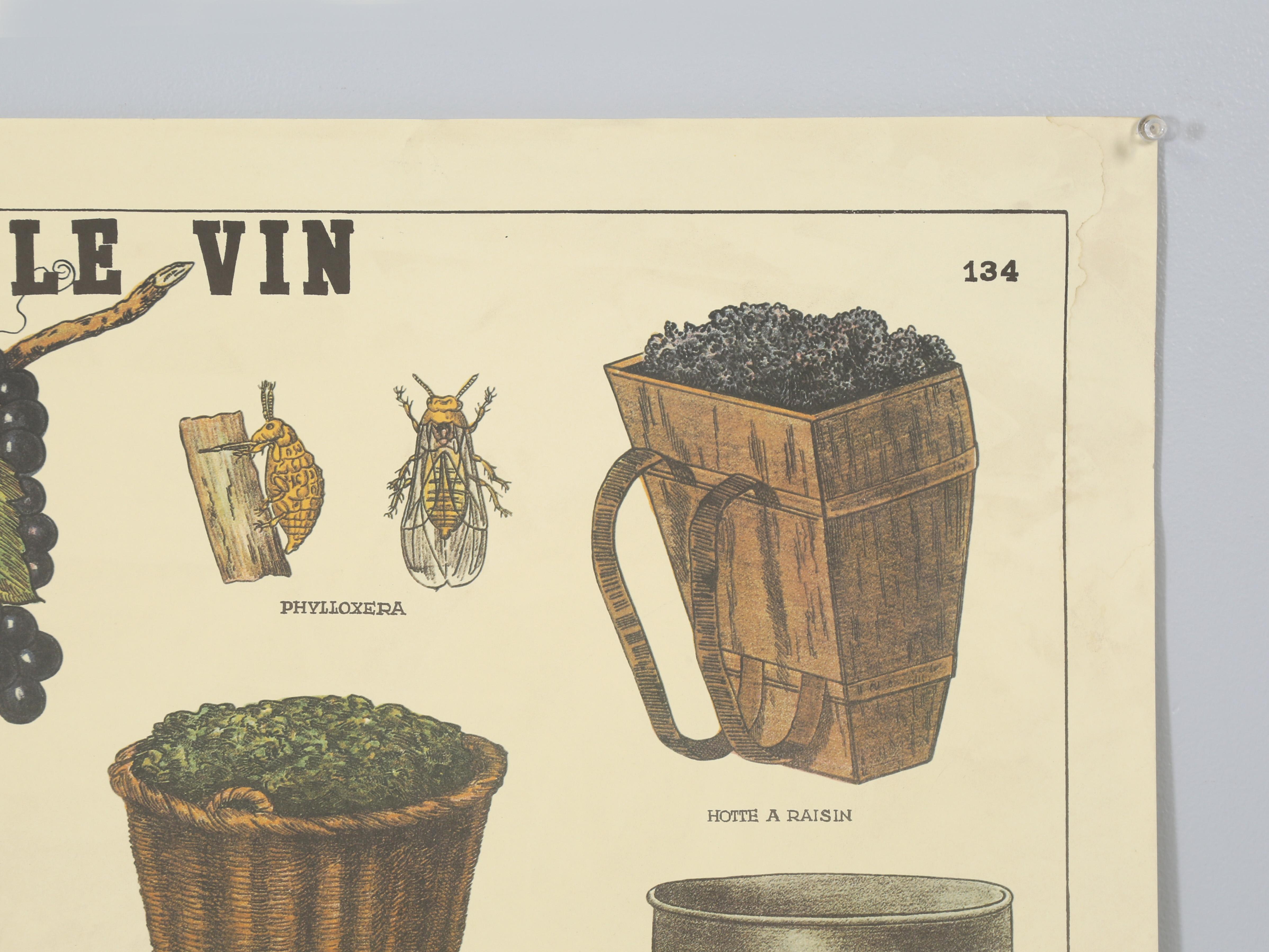 Papier Paire d'affiches françaises anciennes pour le chocolat et le vin de Paris, France en vente