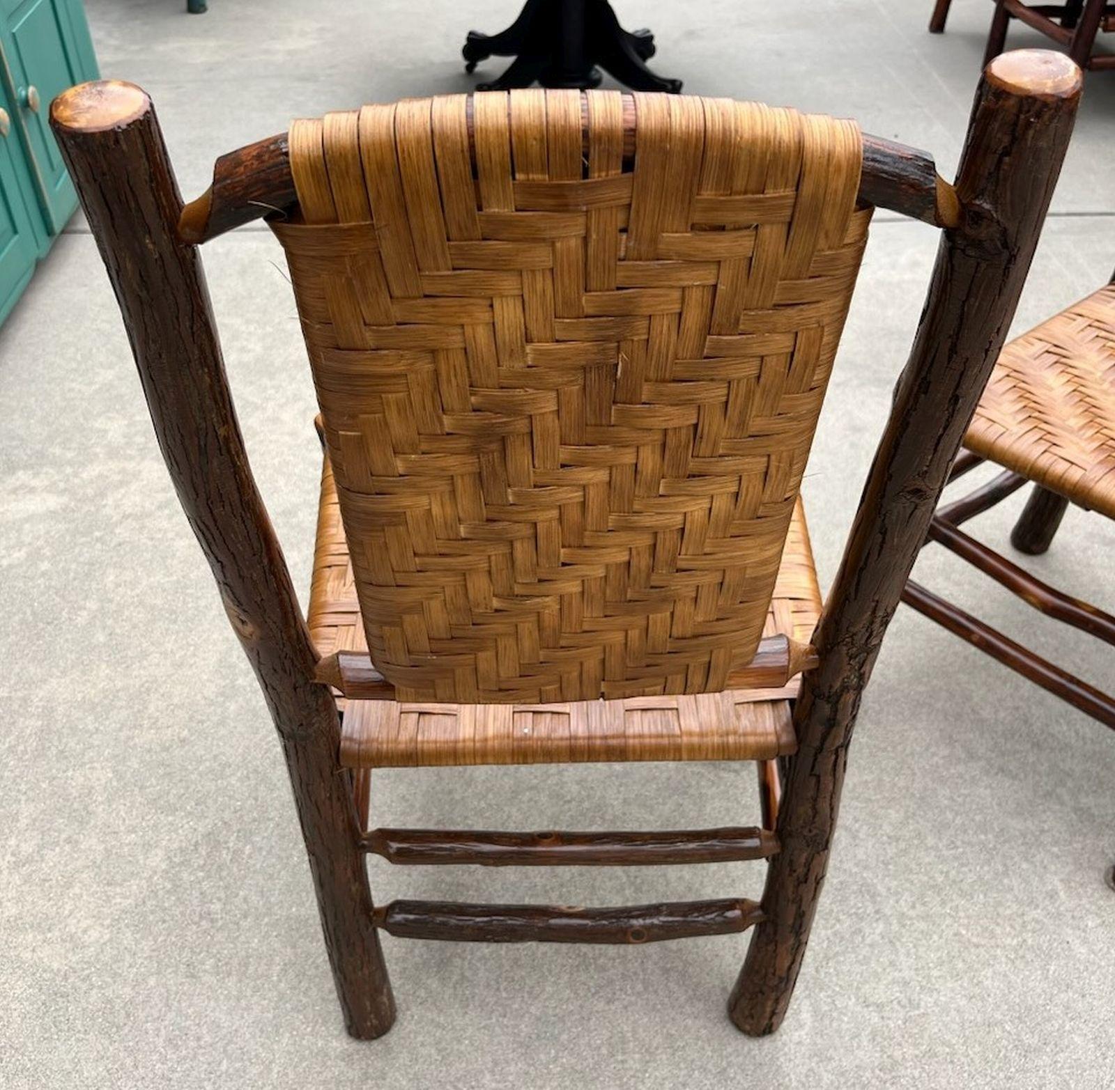 Pair of Old hickory Chairs w/ Original Woven Back and Seat In Good Condition In Los Angeles, CA