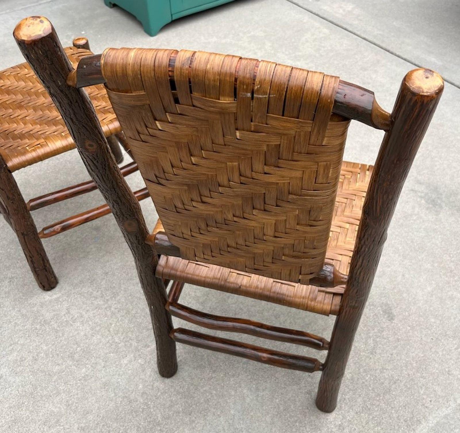 Mid-20th Century Pair of Old hickory Chairs w/ Original Woven Back and Seat
