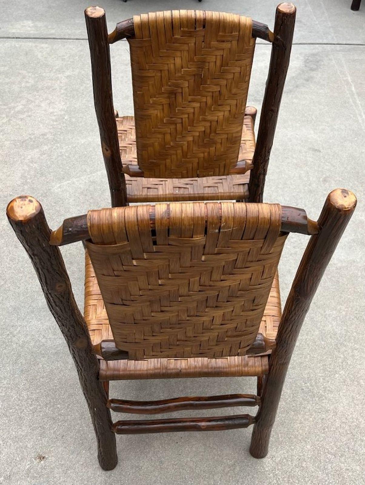 Hickory Pair of Old hickory Chairs w/ Original Woven Back and Seat