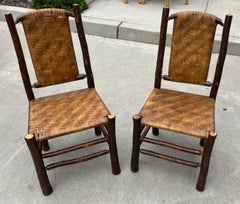 Pair of Old hickory Chairs w/ Original Woven Back and Seat