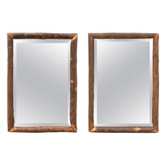 Retro Pair of Old Hickory Framed Mirrors