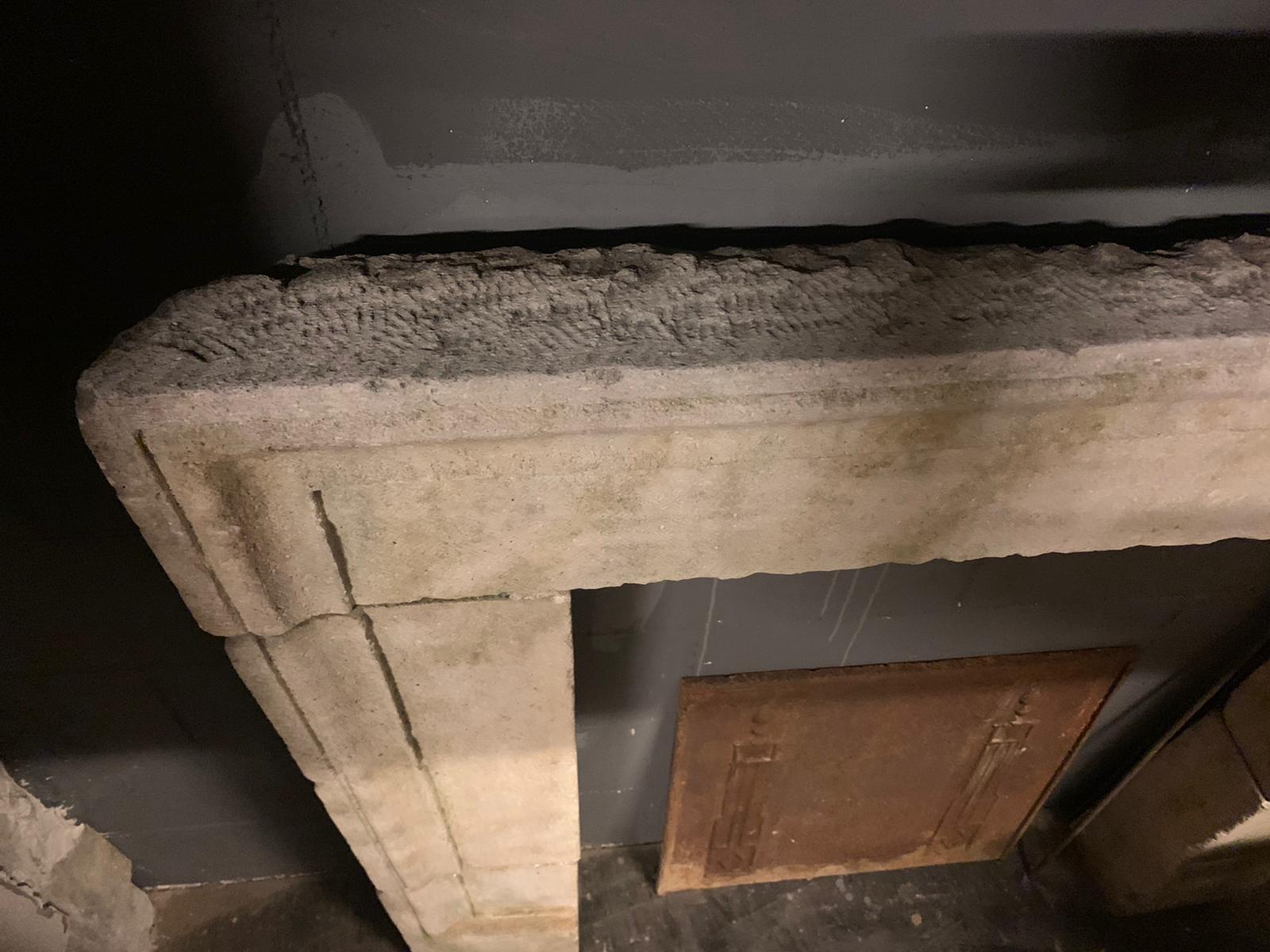 Pair of Old Mantle Fireplaces, Carved in Stone, 18th Century, Italy For Sale 3