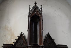 Pair of Old Oak Church Altars in the Neo-Gothic Style