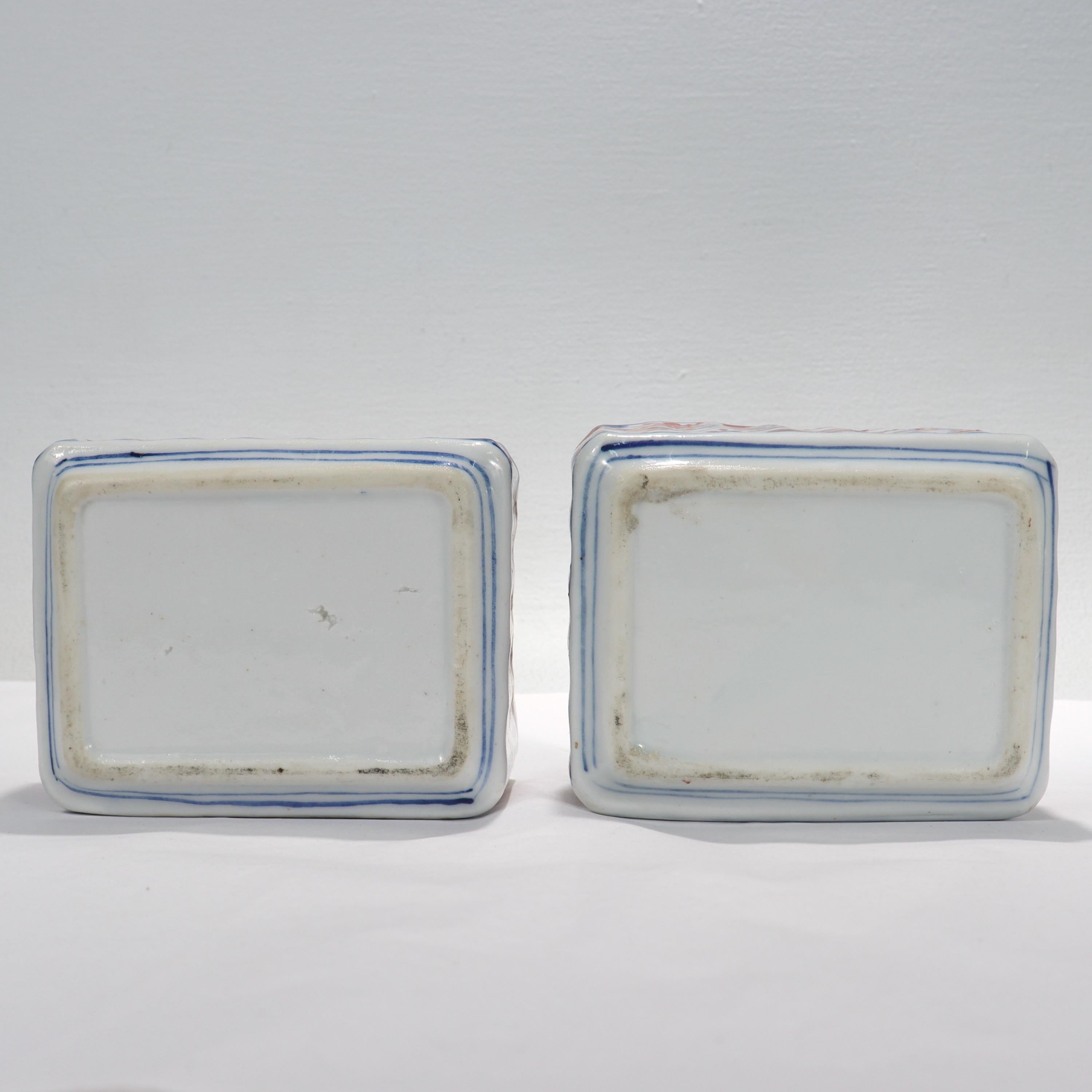 Paar alte oder antike japanische Seifenschalen aus Imari Porcelain im Angebot 4