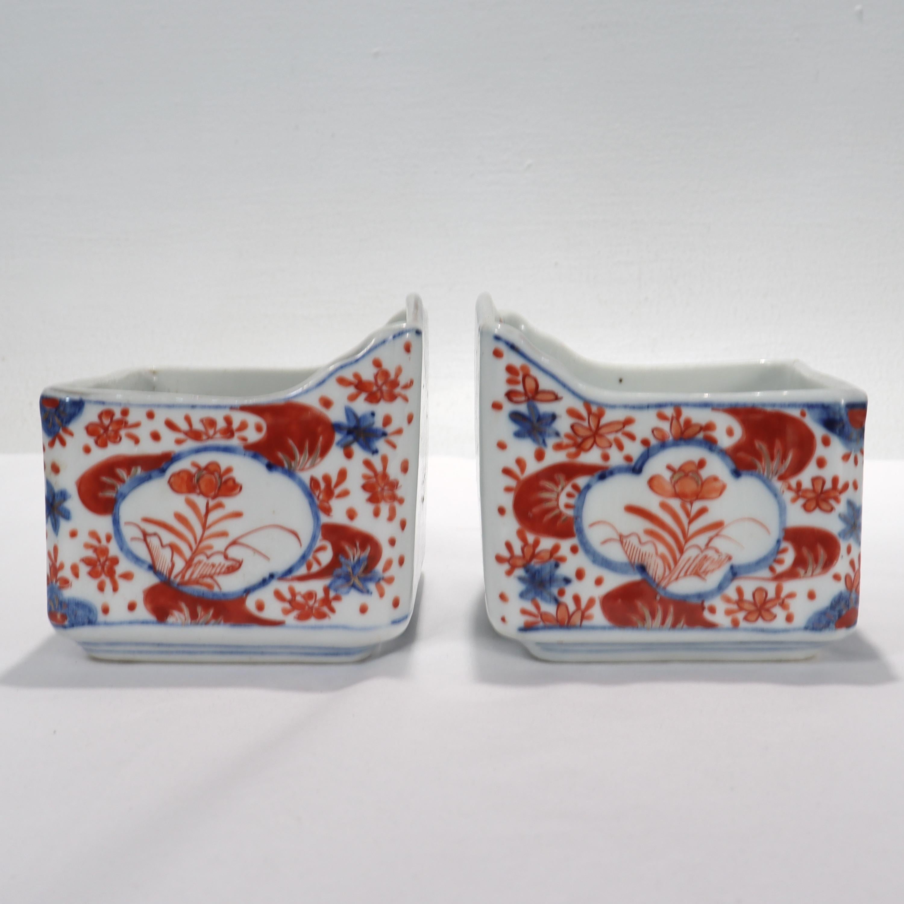 20th Century Pair of Old or Antique Japanese Imari Porcelain Soap Dishes For Sale