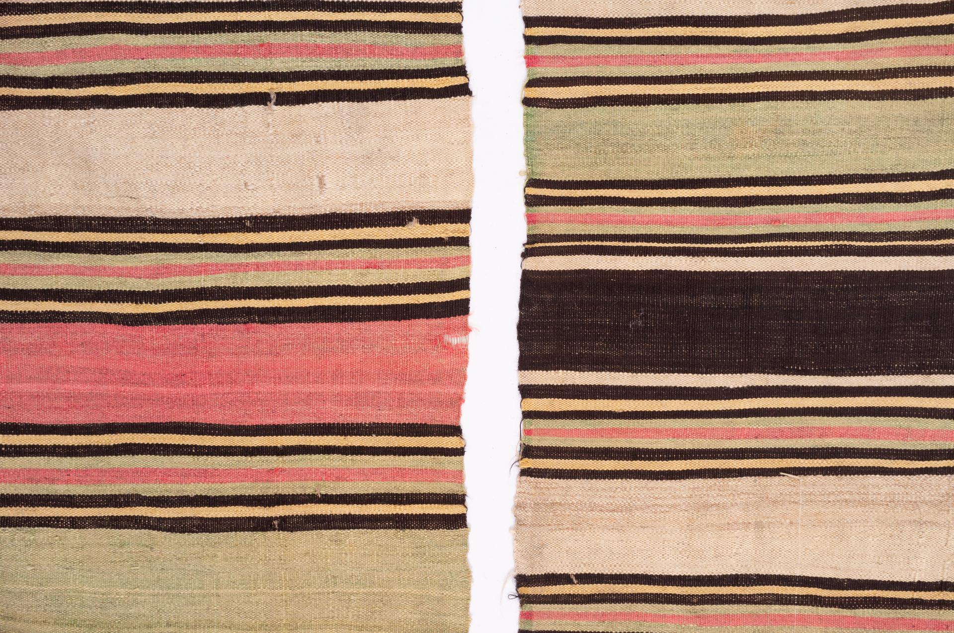 Pair of Old Oriental Kilim Stripes For Sale 2