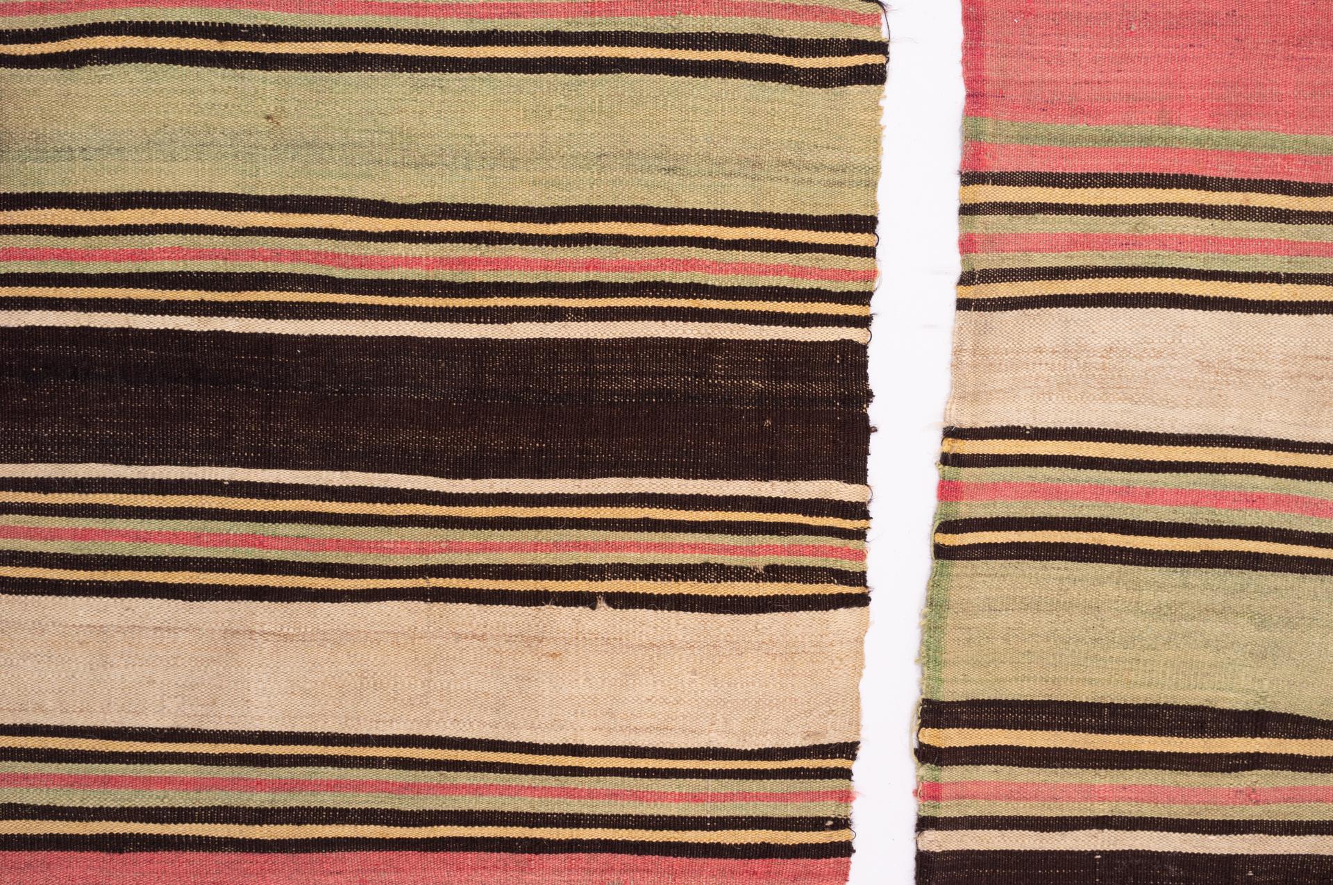 Pair of Old Oriental Kilim Stripes For Sale 3