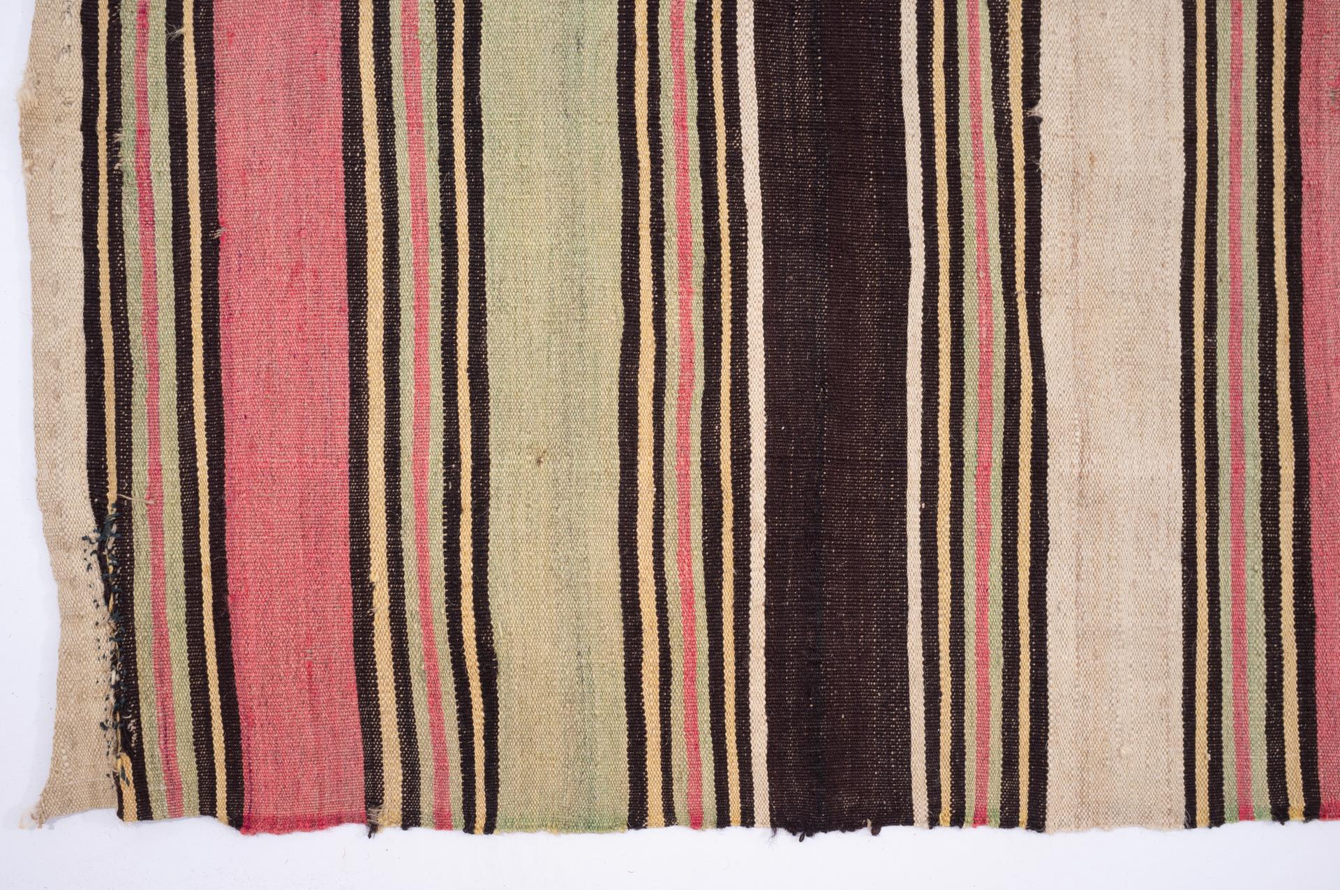 Turkish Pair of Old Oriental Kilim Stripes For Sale
