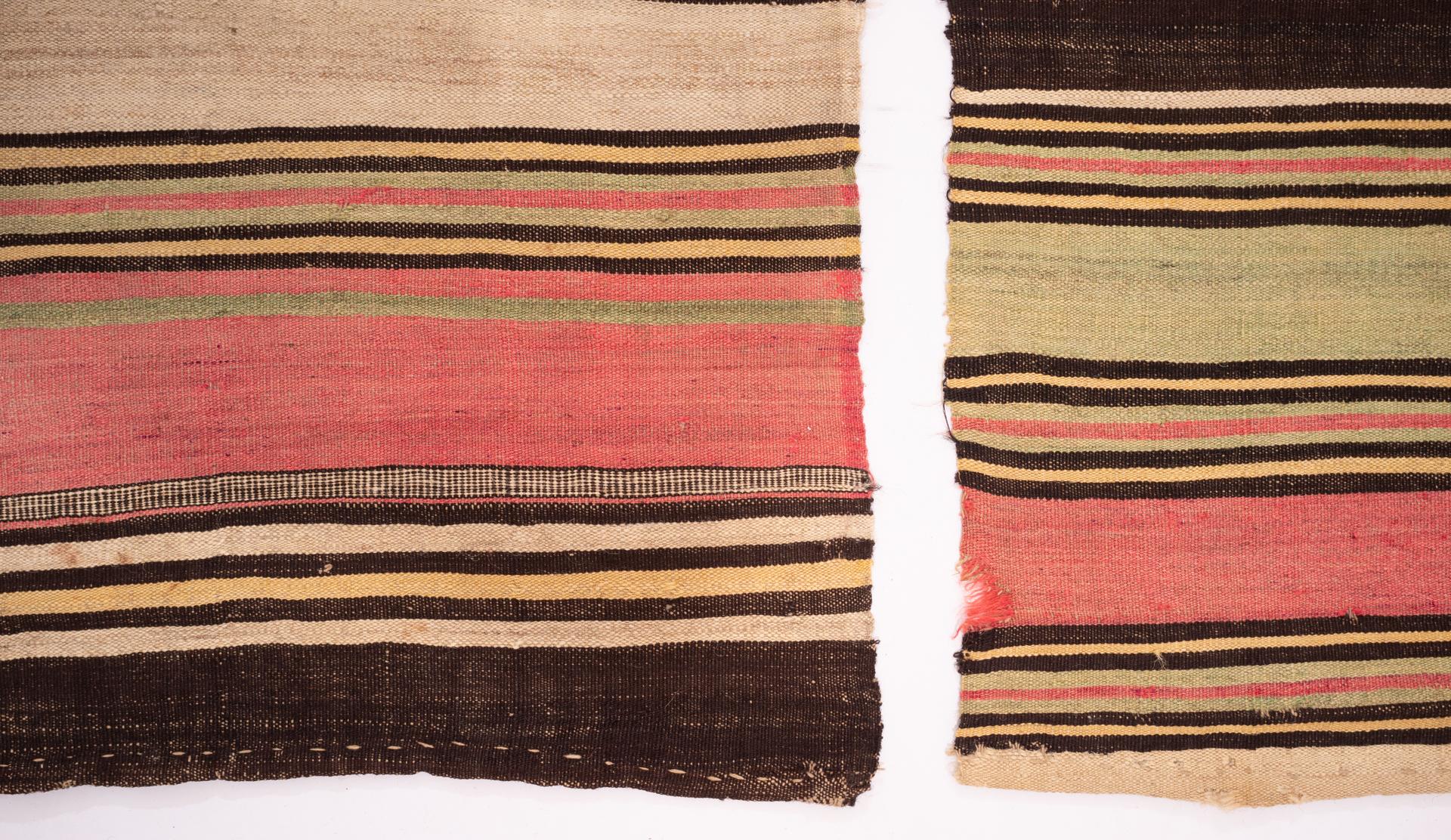 Hand-Woven Pair of Old Oriental Kilim Stripes For Sale
