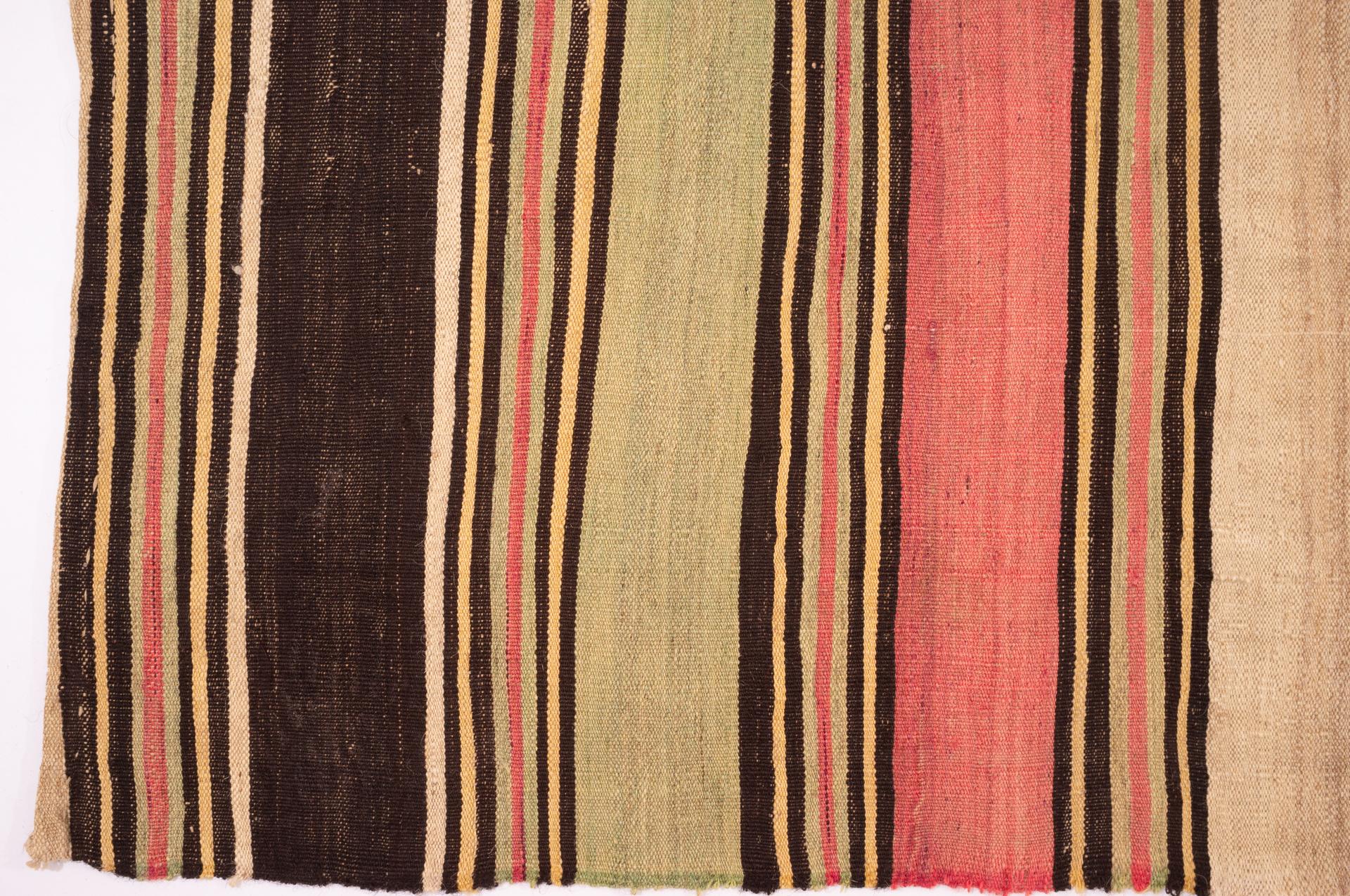 20th Century Pair of Old Oriental Kilim Stripes For Sale
