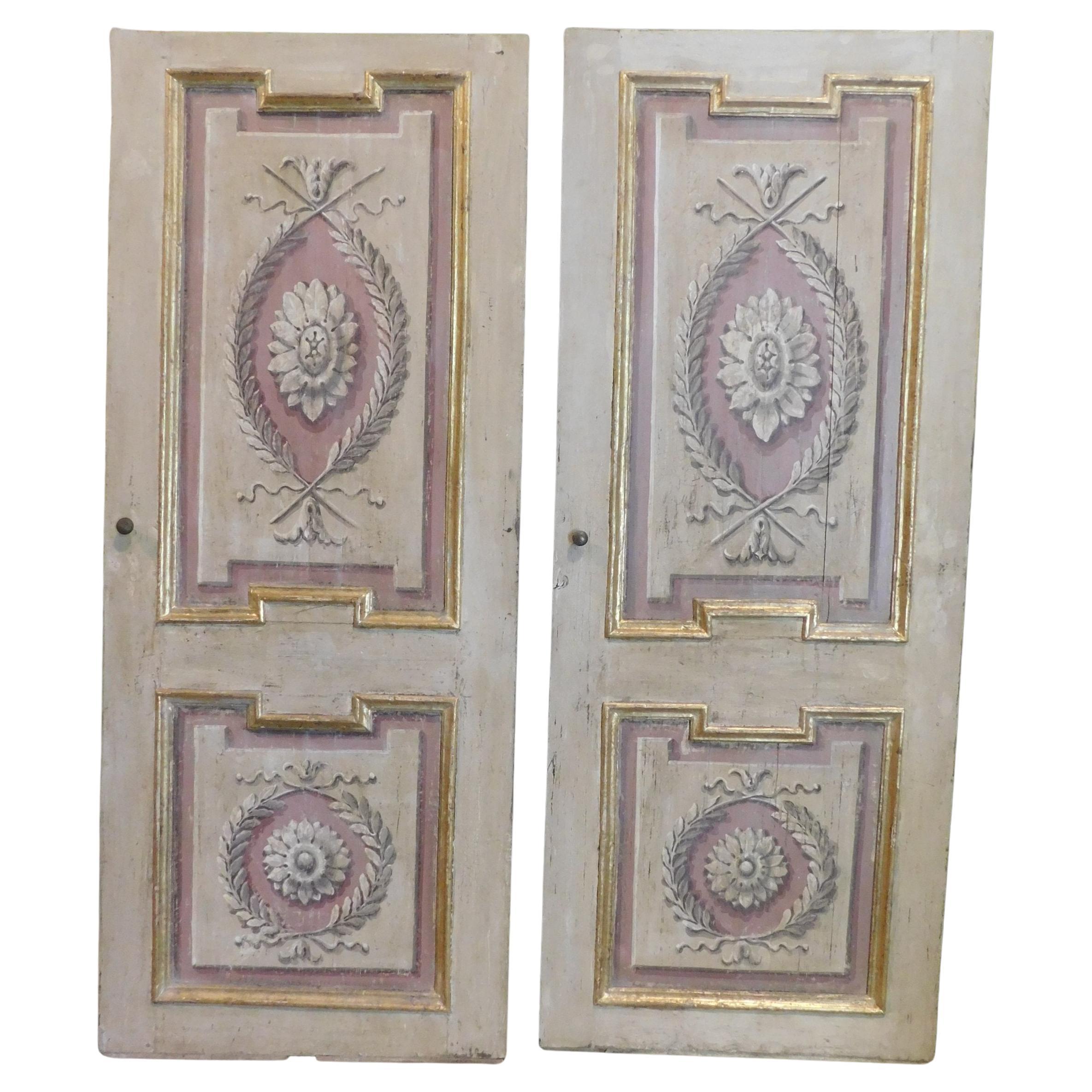 Pair of Old Painted and Gilded Wooden Doors, Florence, 'Italy', '700