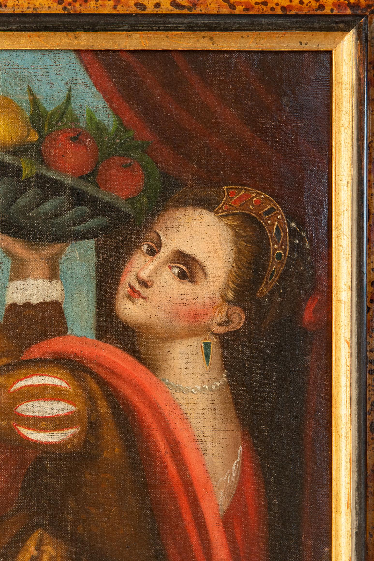 Paire de peintures anciennes reproduisant Lavinia de Tiziano en vente 4