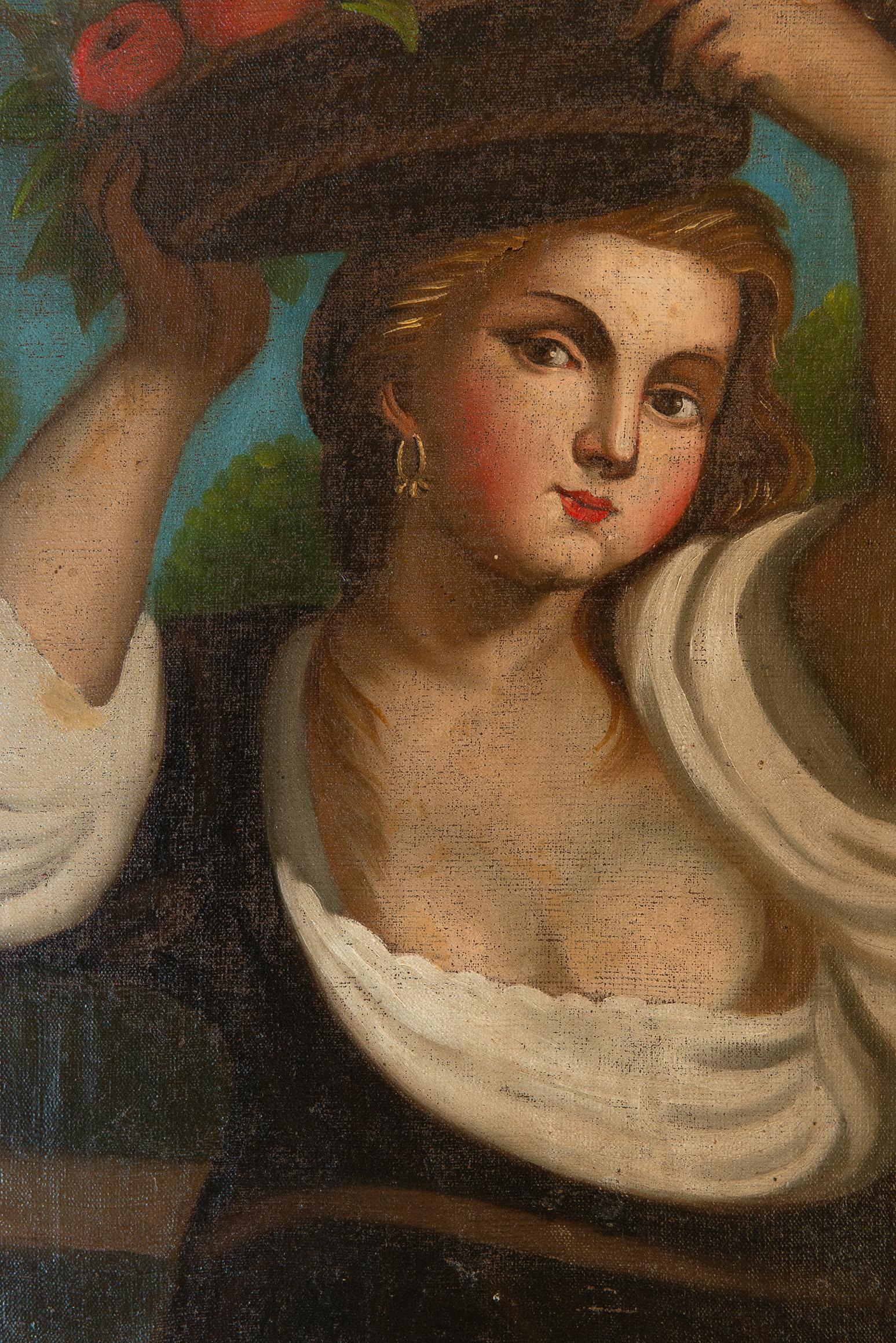 XIXe siècle Paire de peintures anciennes reproduisant Lavinia de Tiziano en vente