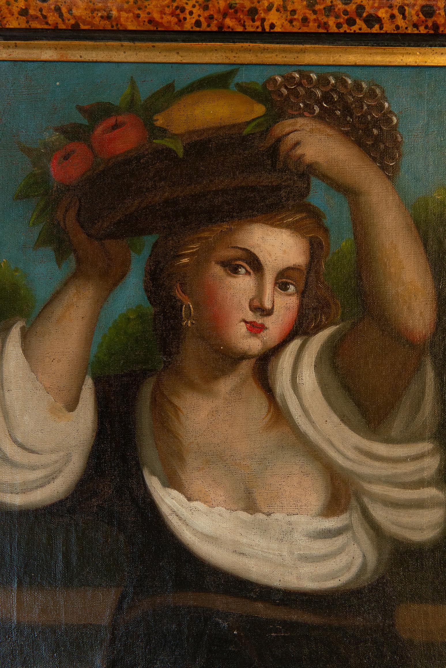 Textile Paire de peintures anciennes reproduisant Lavinia de Tiziano en vente