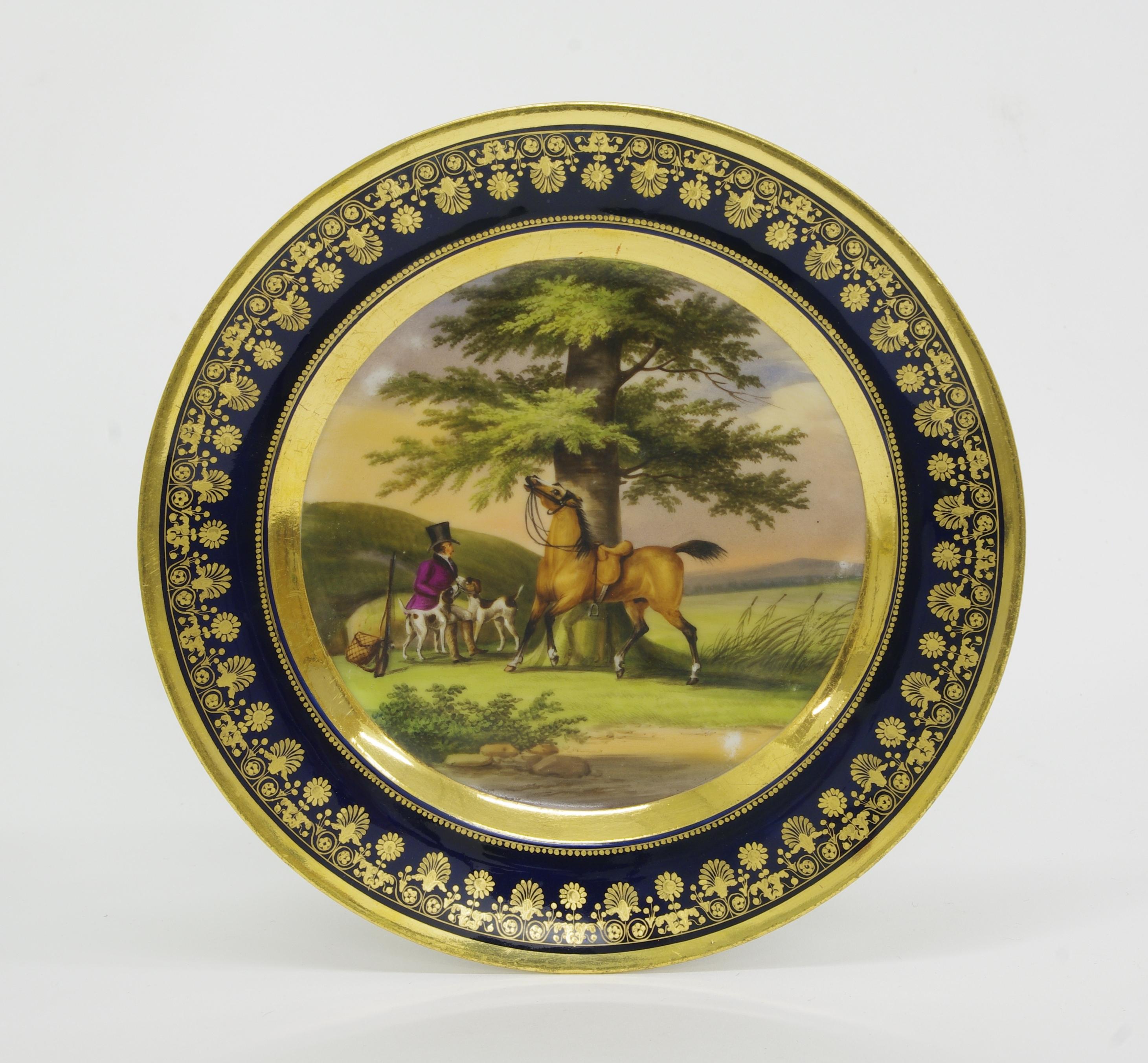 Empire Pair of Old Pairs Porcelain Cabinet Plates, circa 1820