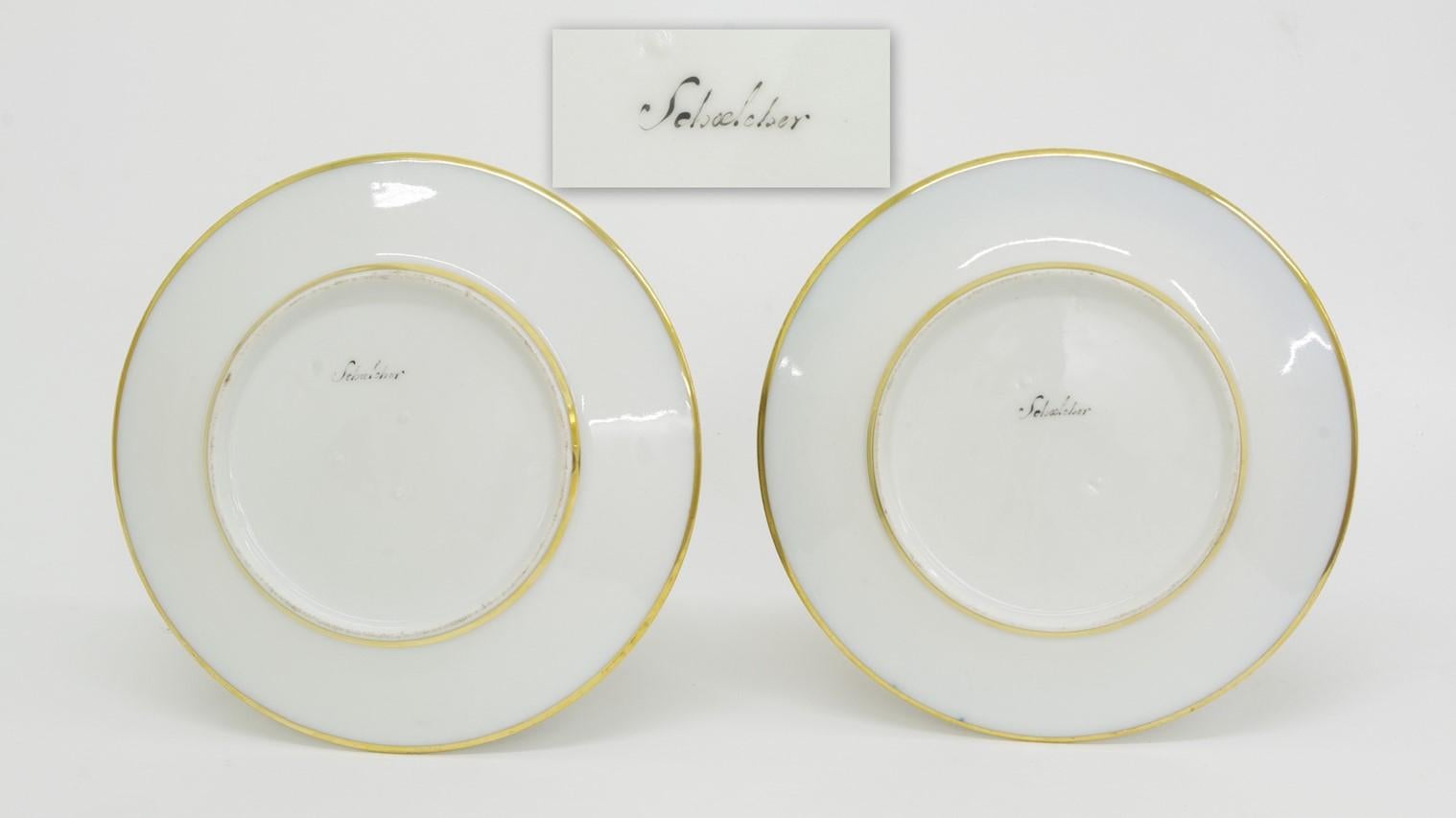 French Pair of Old Pairs Porcelain Cabinet Plates, circa 1820