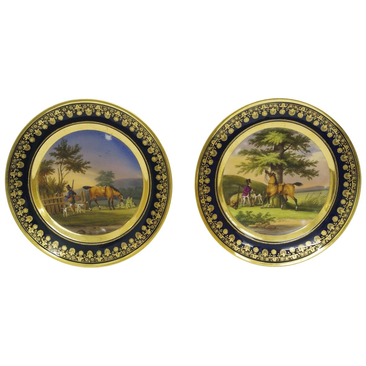 Pair of Old Pairs Porcelain Cabinet Plates, circa 1820
