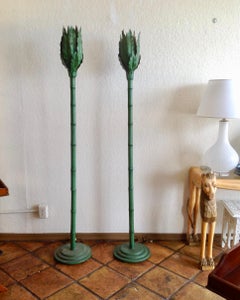 Pair of Old Palm Beach Fantasy Torchieres