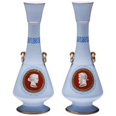 Pair of Old Paris Porcelain Portrait Vases