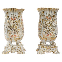 Antique Pair of Old Paris Porcelain Vases, 19th Century